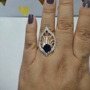 Sterling Silver 925  Glammed Up Blue Amathyst Stone Ring‎ 9 Size